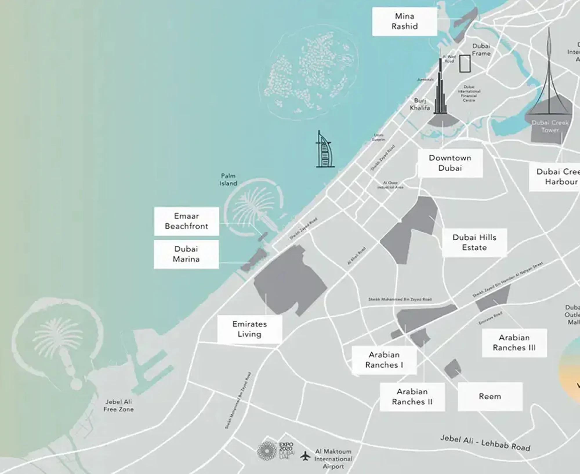 Damac Islands location map